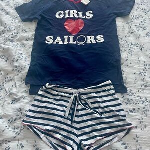 Navy and White Women's Pajama Set